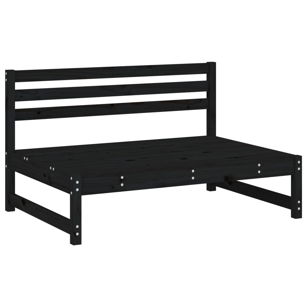 2 Piece Black Pine Wood Garden Lounge Set
