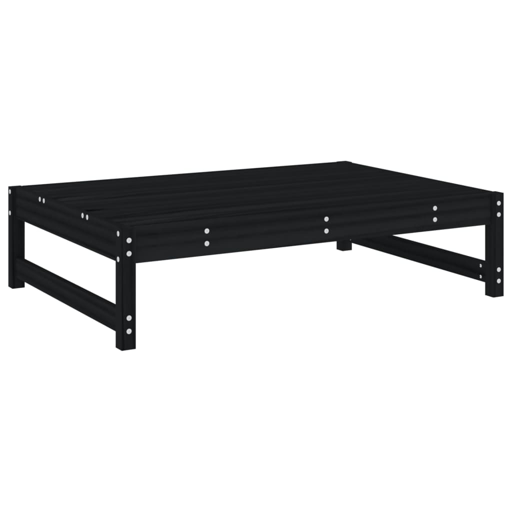 2 Piece Black Pine Wood Garden Lounge Set