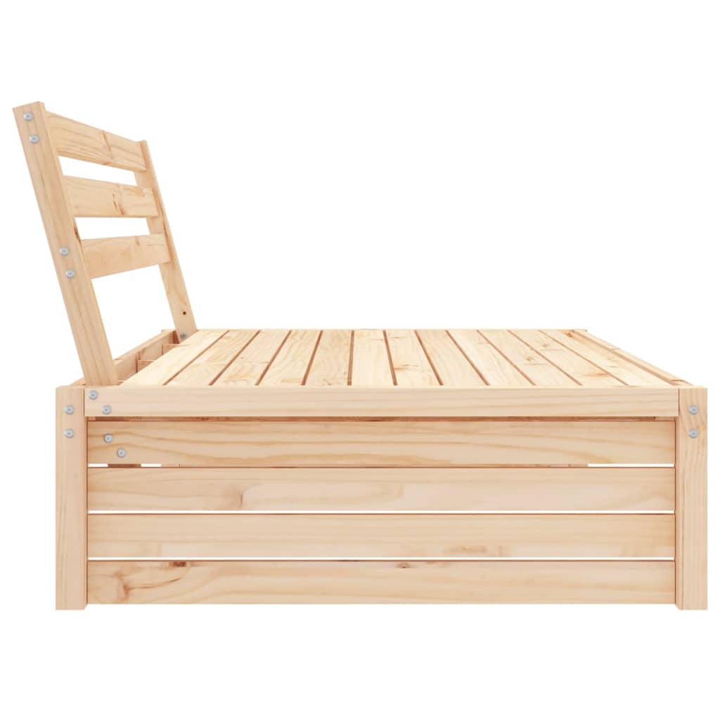 Solid Pine Garden Middle Sofa 120x80 cm - Natural Wood Finish