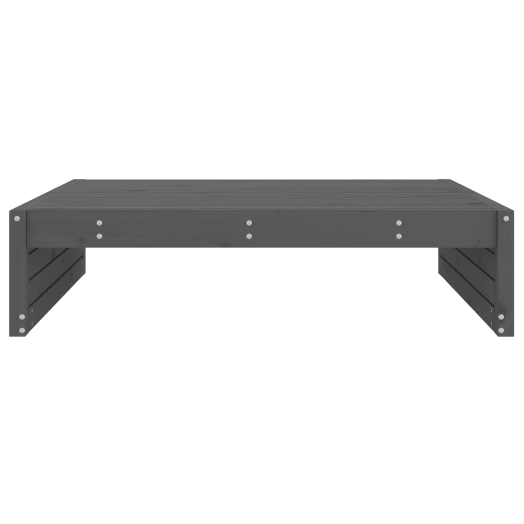 Grey Solid Pine Wood Garden Footstool - 120x80 cm Durable Design