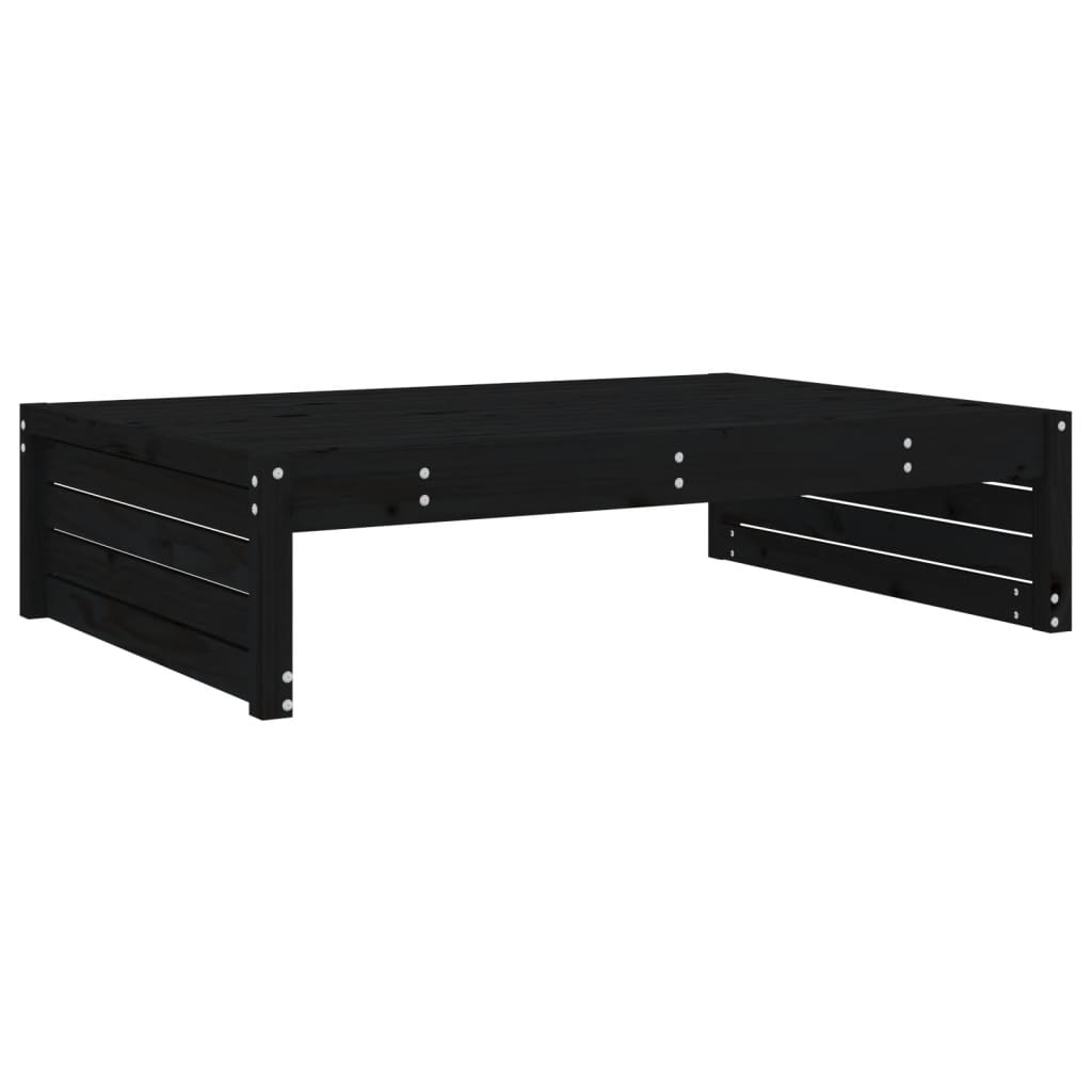 Black Garden Footstool - 120x80 cm Solid Pine Wood