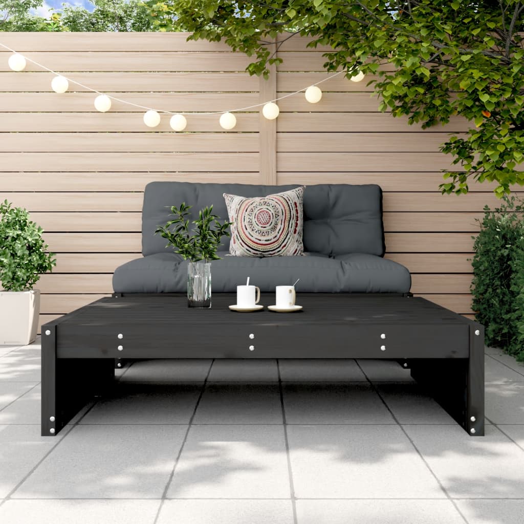Black Garden Footstool - 120x80 cm Solid Pine Wood
