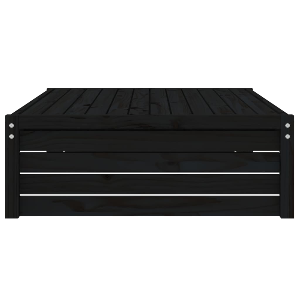 Black Garden Footstool - 120x80 cm Solid Pine Wood
