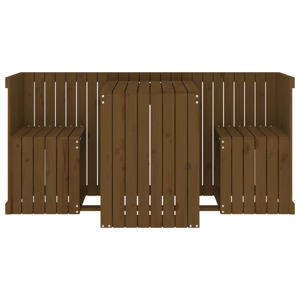 Honey Brown 2-Seater Solid Pine Wood Balcony Set