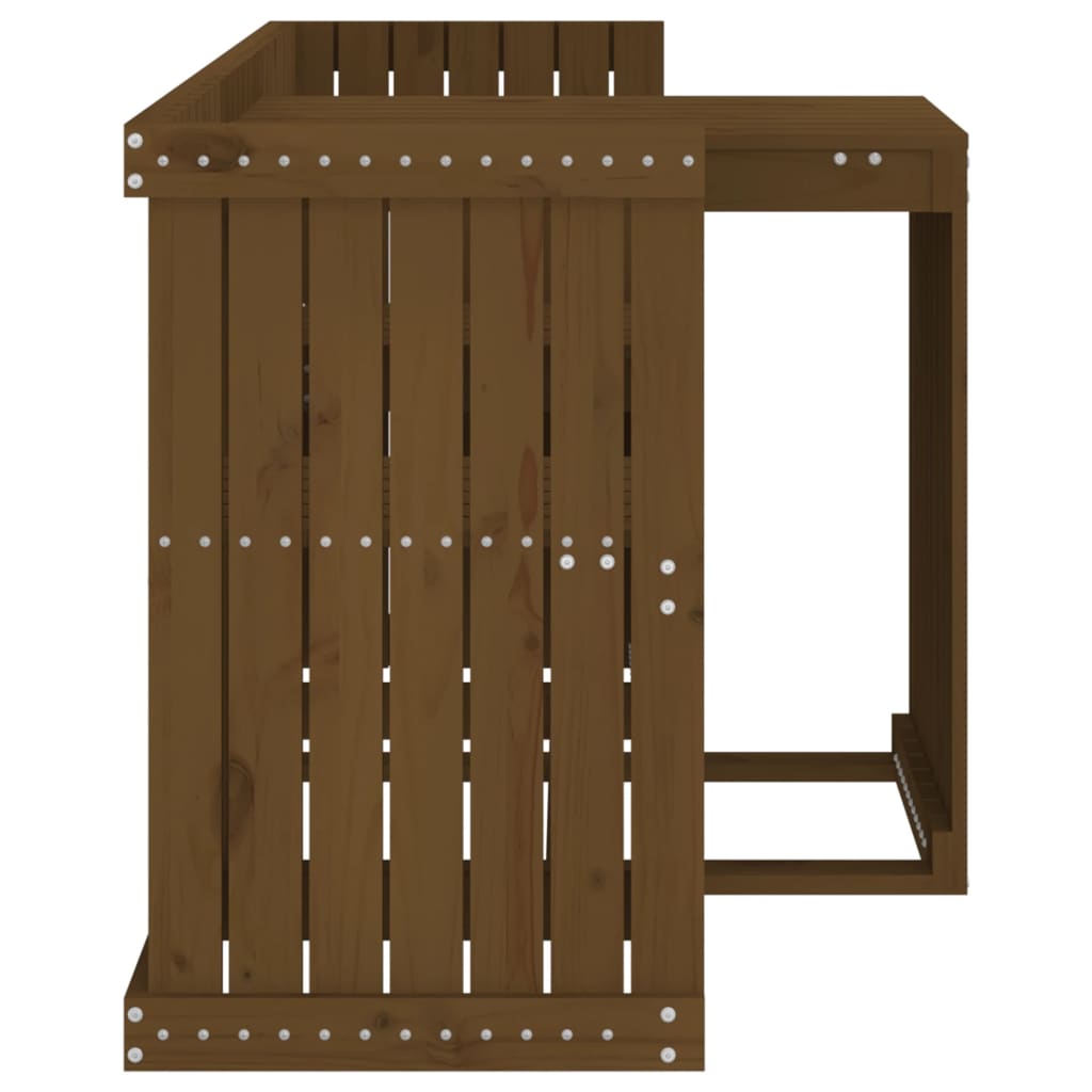 Honey Brown 2-Seater Solid Pine Wood Balcony Set