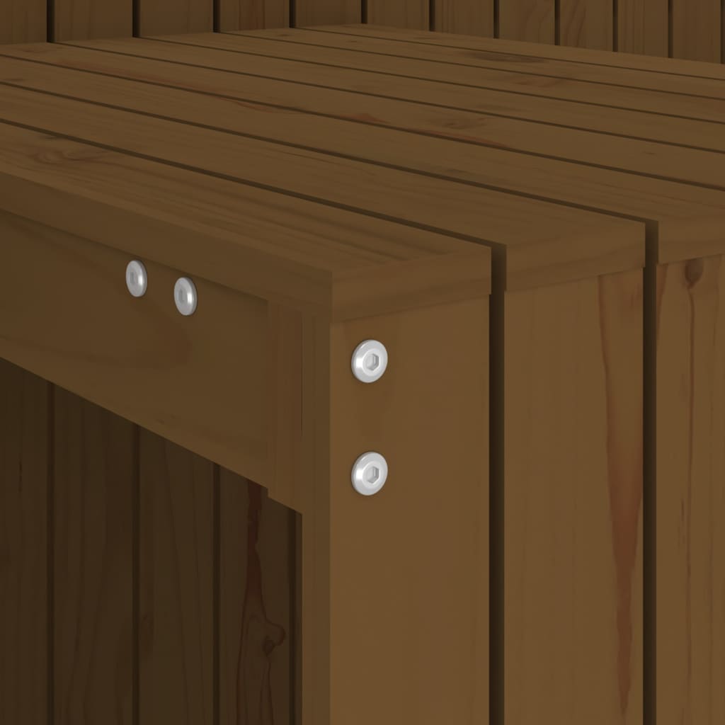Honey Brown 2-Seater Solid Pine Wood Balcony Set