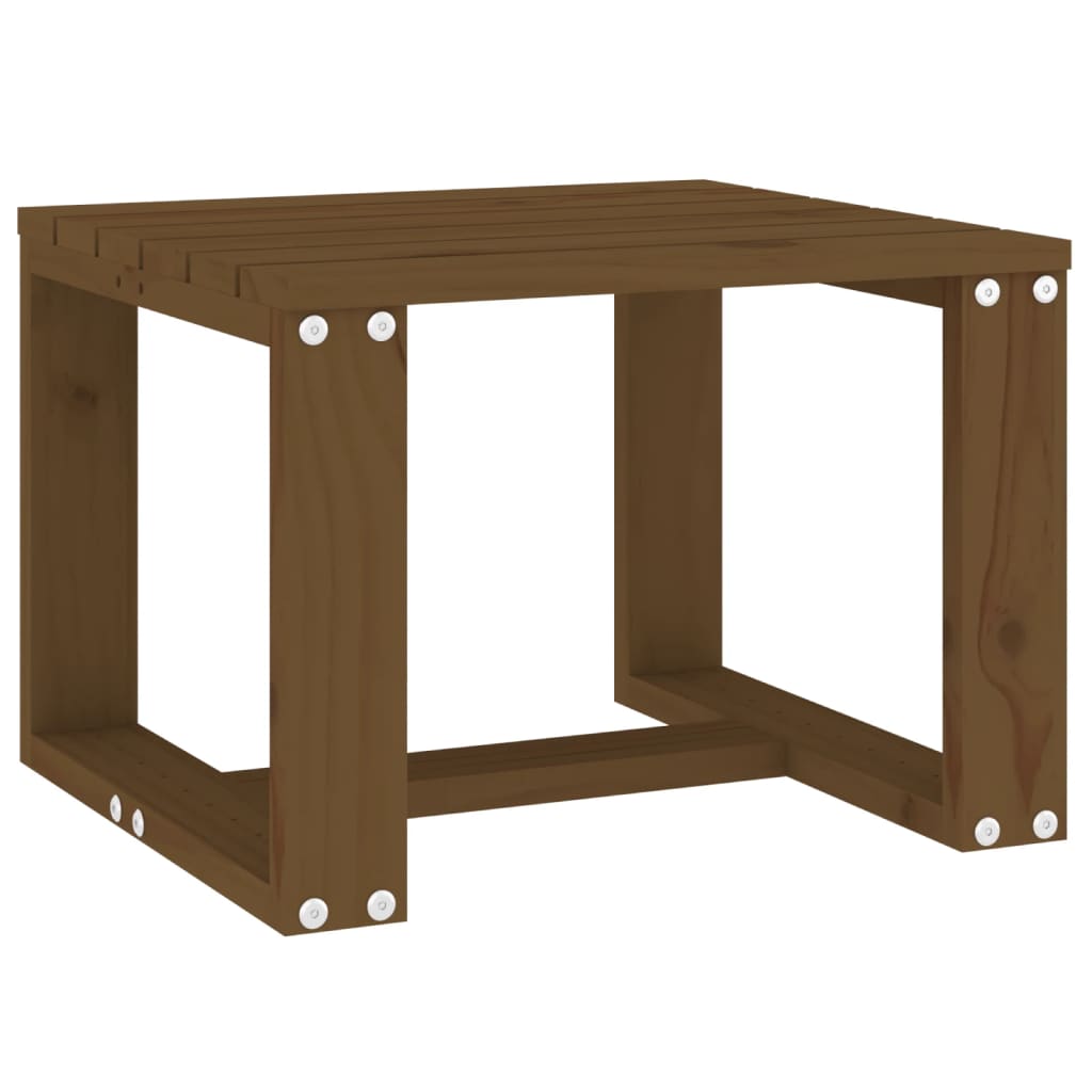 Solid Pine Wood Garden Side Table - Honey Brown, 40x38x28.5 cm