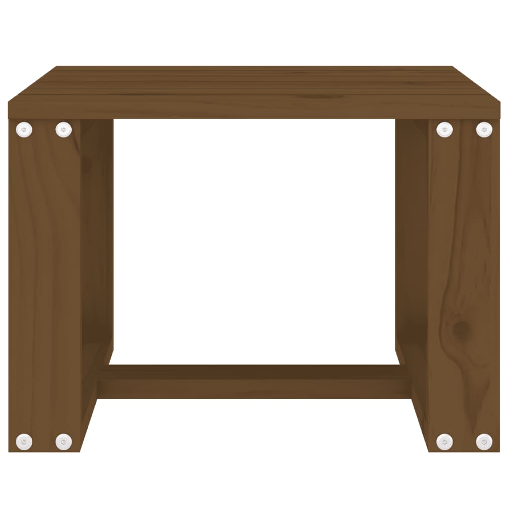 Solid Pine Wood Garden Side Table - Honey Brown, 40x38x28.5 cm