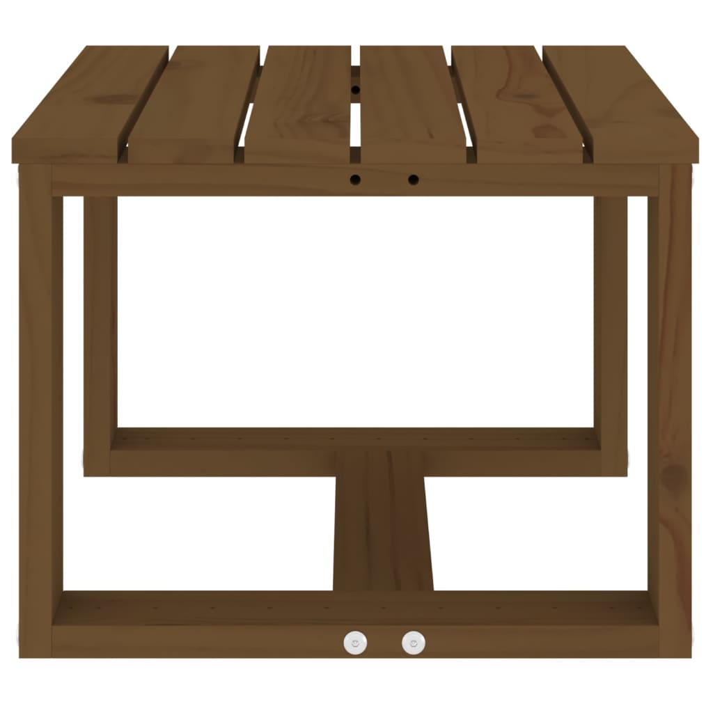 Solid Pine Wood Garden Side Table - Honey Brown, 40x38x28.5 cm