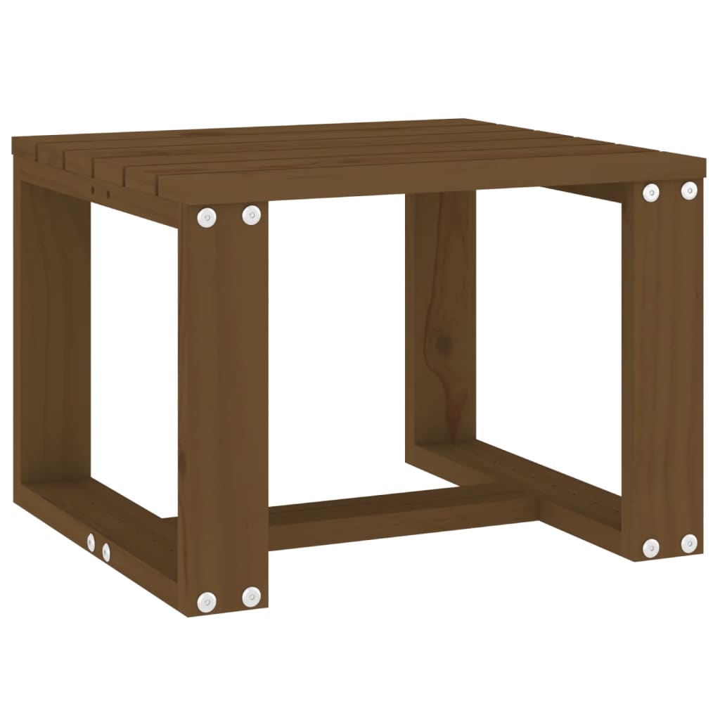 Solid Pine Wood Garden Side Table - Honey Brown, 40x38x28.5 cm