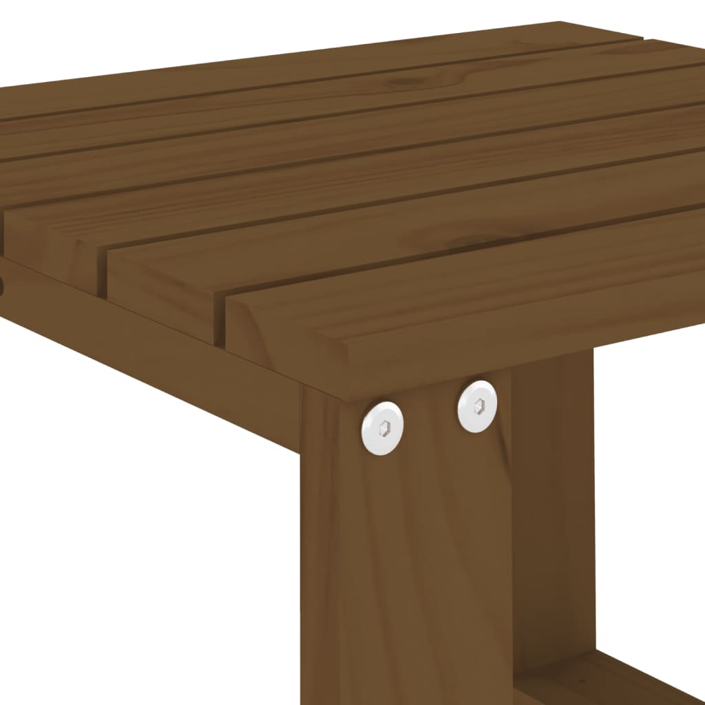 Solid Pine Wood Garden Side Table - Honey Brown, 40x38x28.5 cm