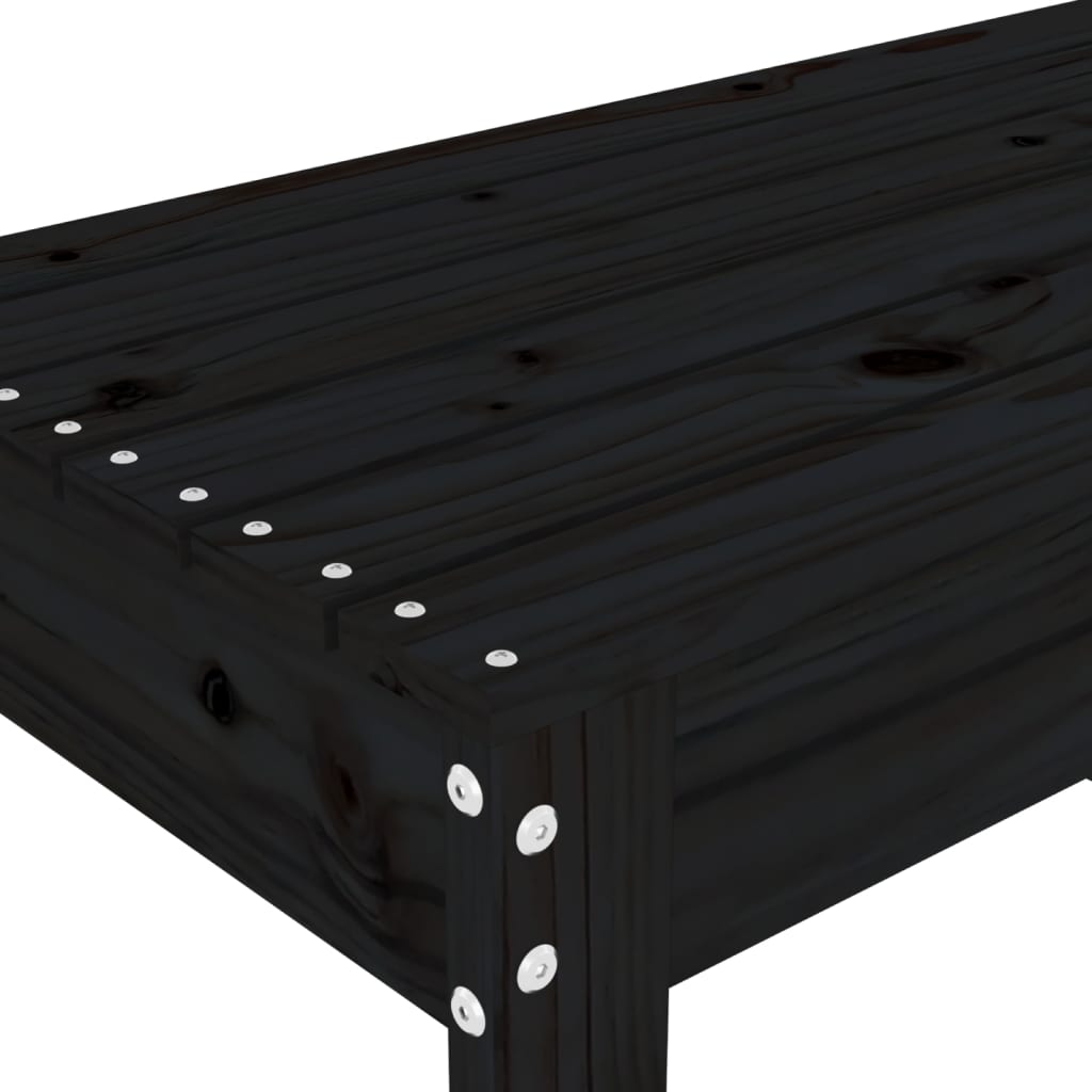 Solid Wood Pine Garden Bench, Black 80x38x45 cm