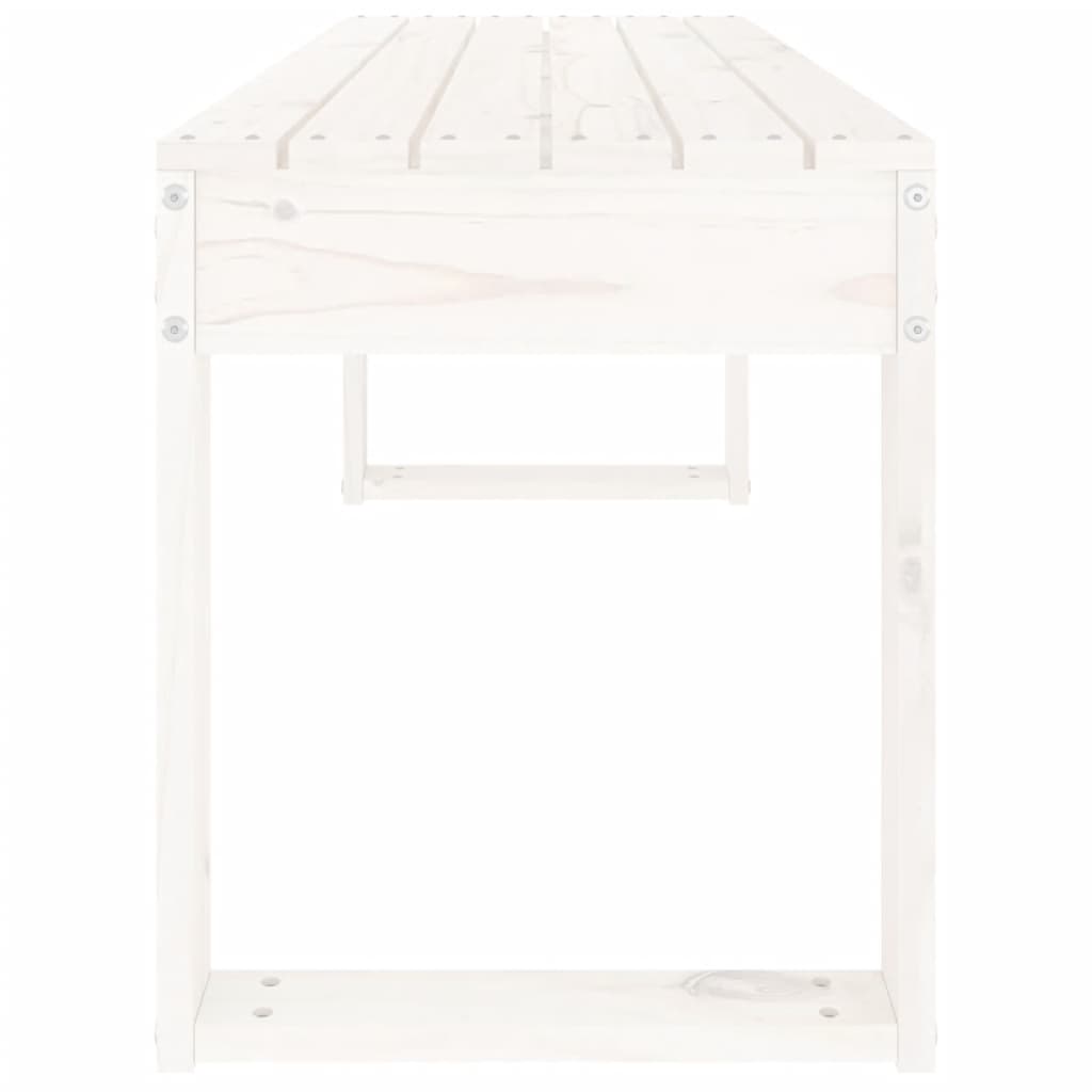 White Garden Bench 110x38x45 cm - Solid Pine Wood Patio Seating