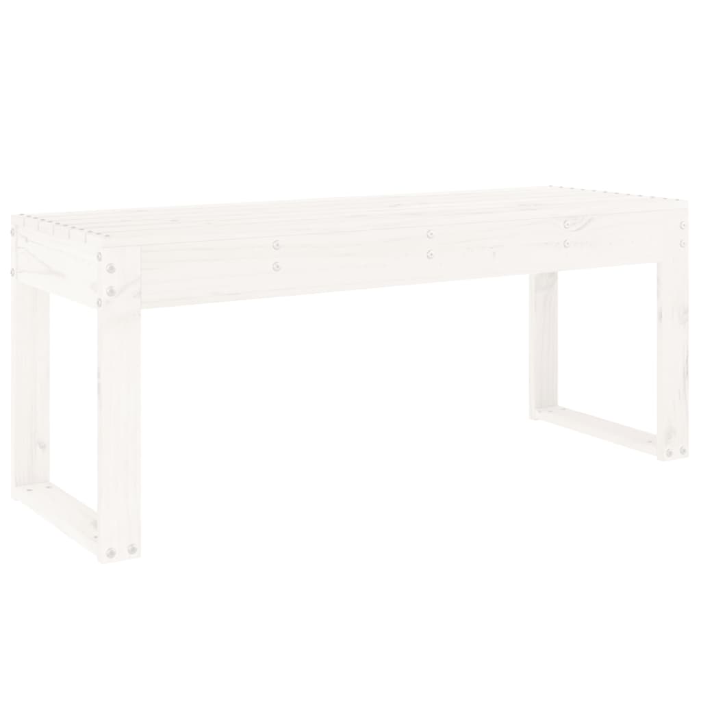 White Garden Bench 110x38x45 cm - Solid Pine Wood Patio Seating