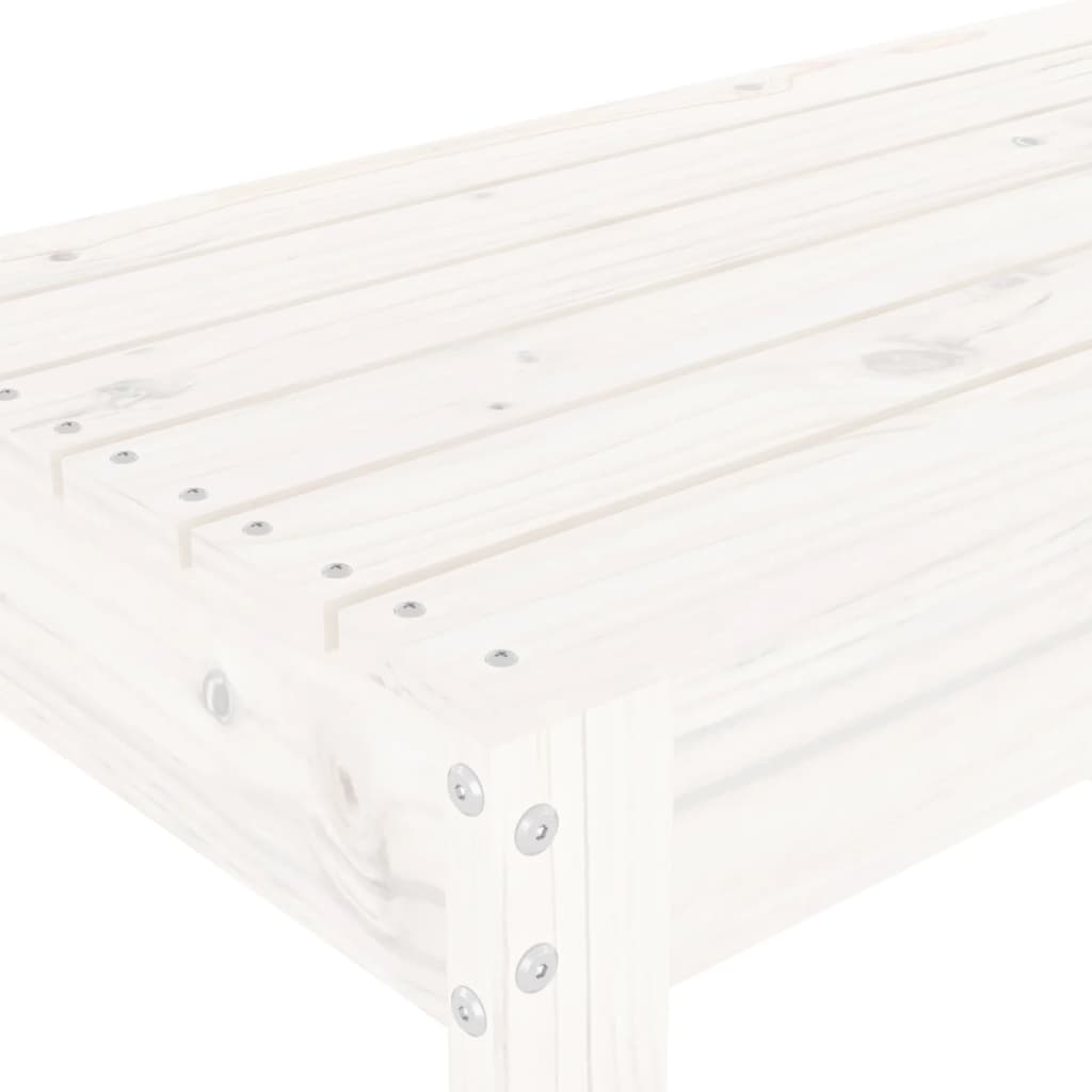 White Garden Bench 110x38x45 cm - Solid Pine Wood Patio Seating