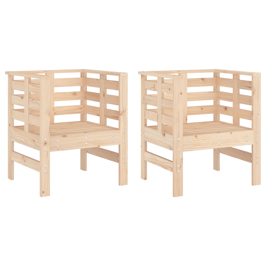 Solid Pine Wood Garden Chairs 2 pcs 61.5x53x71 cm - Elegant Outdoor Seating