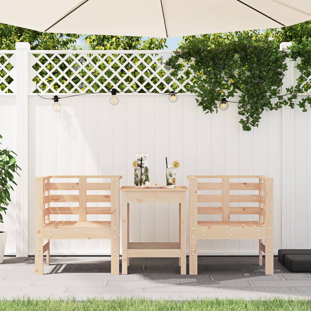 Solid Pine Wood Garden Chairs 2 pcs 61.5x53x71 cm - Elegant Outdoor Seating