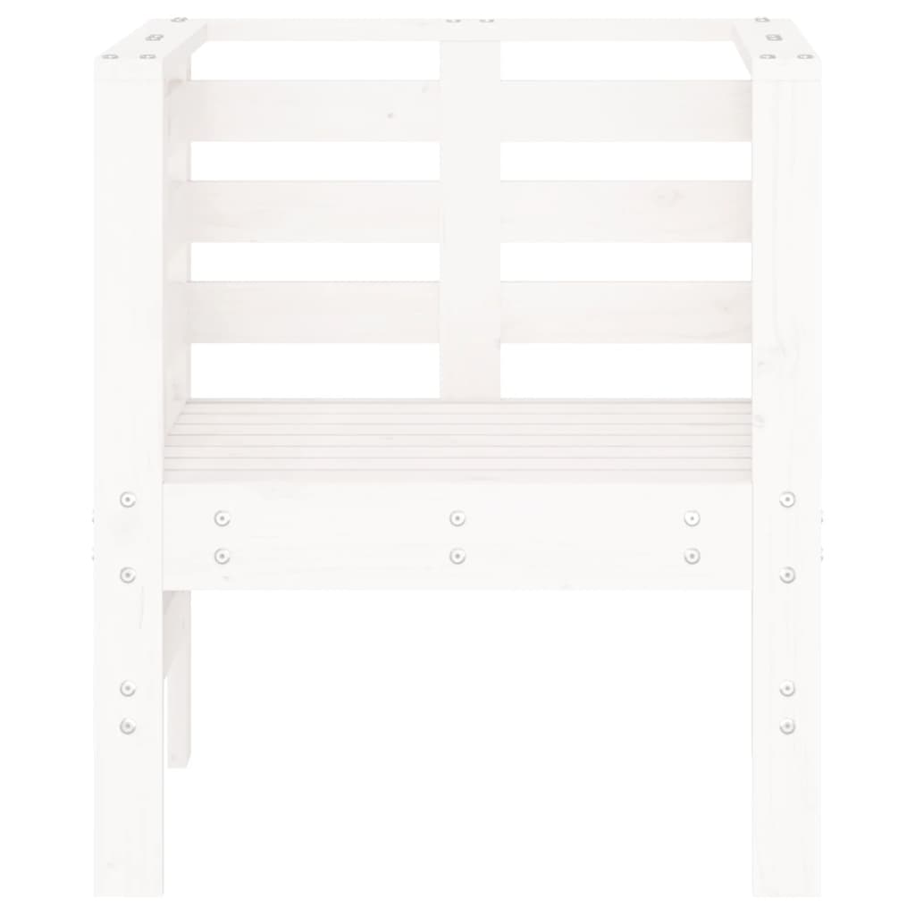 Set of 2 White Garden Chairs - Solid Pine Wood, 61.5x53x71 cm