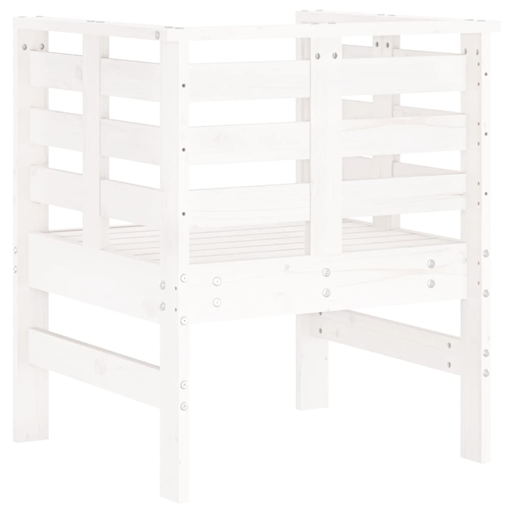 Set of 2 White Garden Chairs - Solid Pine Wood, 61.5x53x71 cm