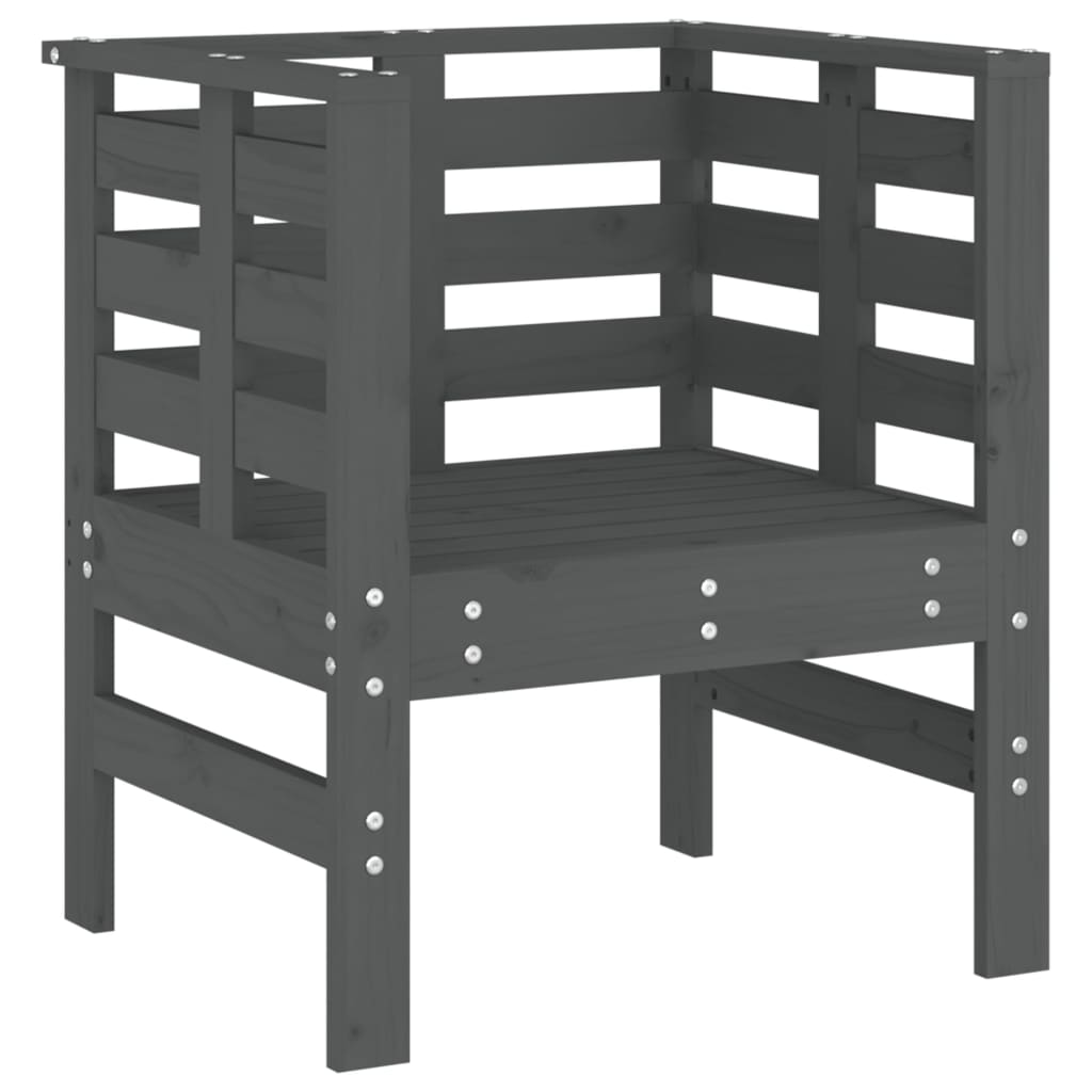 Solid Pine Garden Chairs 2pcs, Grey 61.5x53x71cm