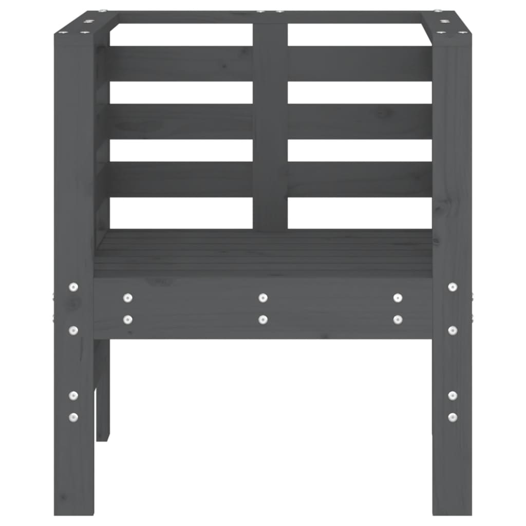 Solid Pine Garden Chairs 2pcs, Grey 61.5x53x71cm