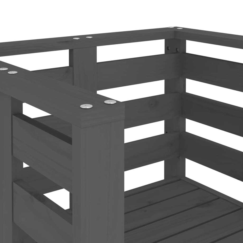 Solid Pine Garden Chairs 2pcs, Grey 61.5x53x71cm