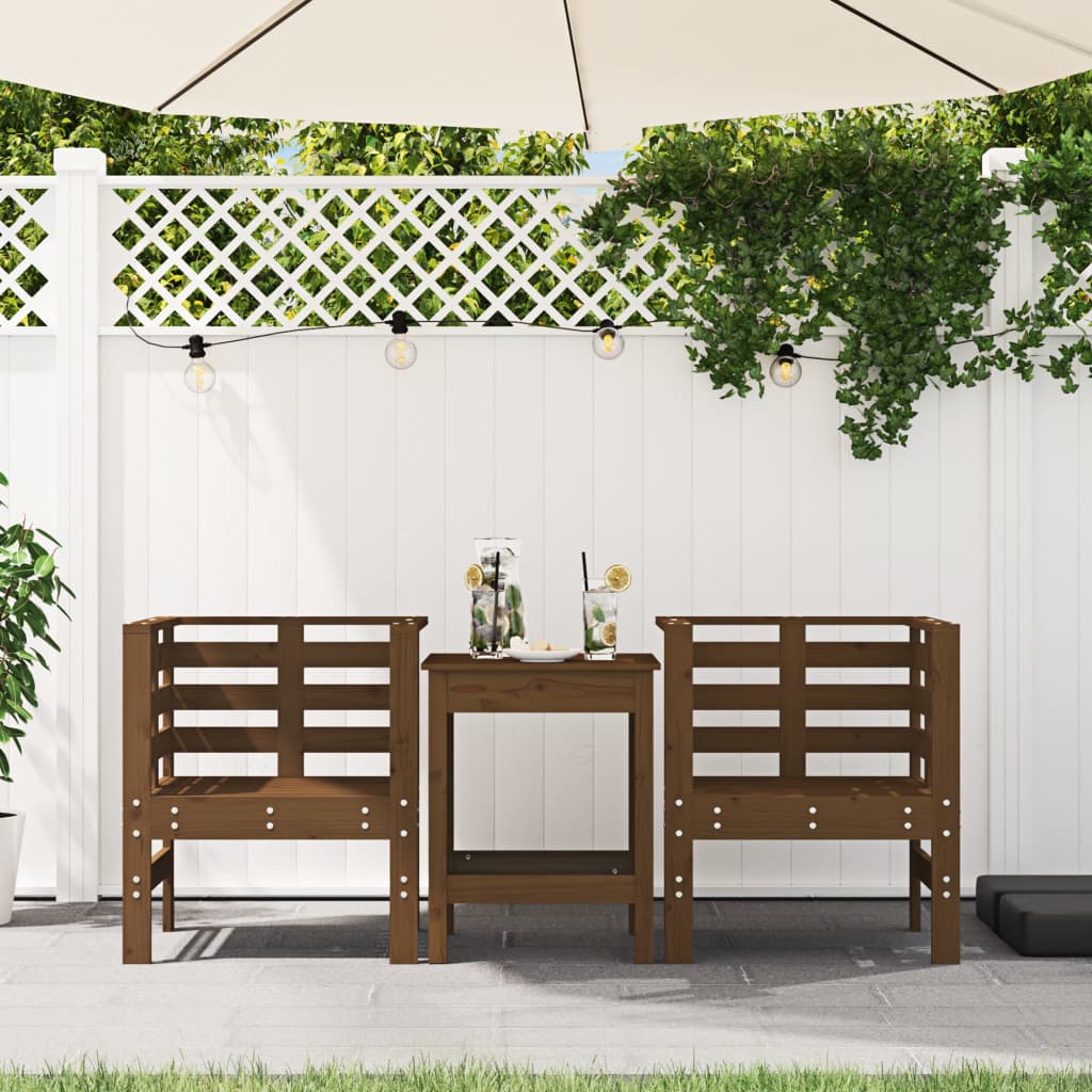 Solid Pine Garden Chairs Set, Honey Brown, 2 Pcs, 61.5x53x71 cm