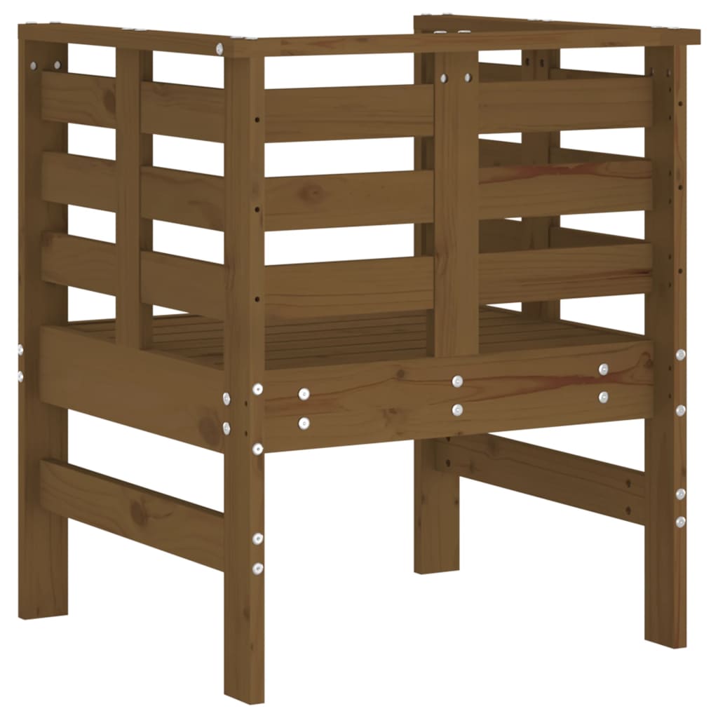 Solid Pine Garden Chairs Set, Honey Brown, 2 Pcs, 61.5x53x71 cm