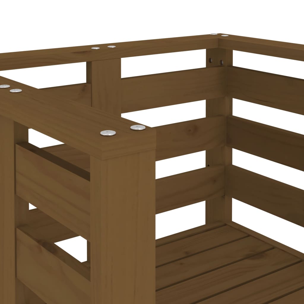 Solid Pine Garden Chairs Set, Honey Brown, 2 Pcs, 61.5x53x71 cm