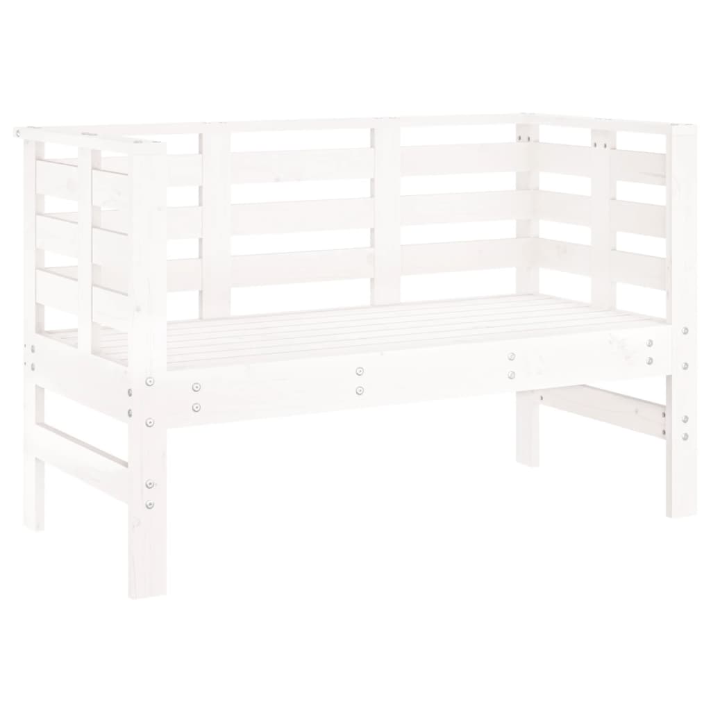 Solid Wood Pine Garden Bench in White - 111.5x53x71 cm