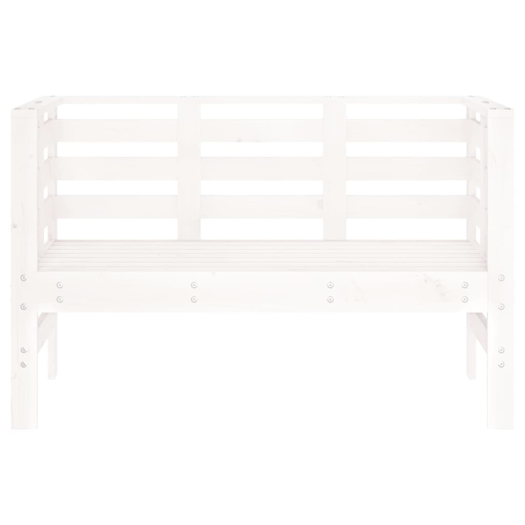 Solid Wood Pine Garden Bench in White - 111.5x53x71 cm
