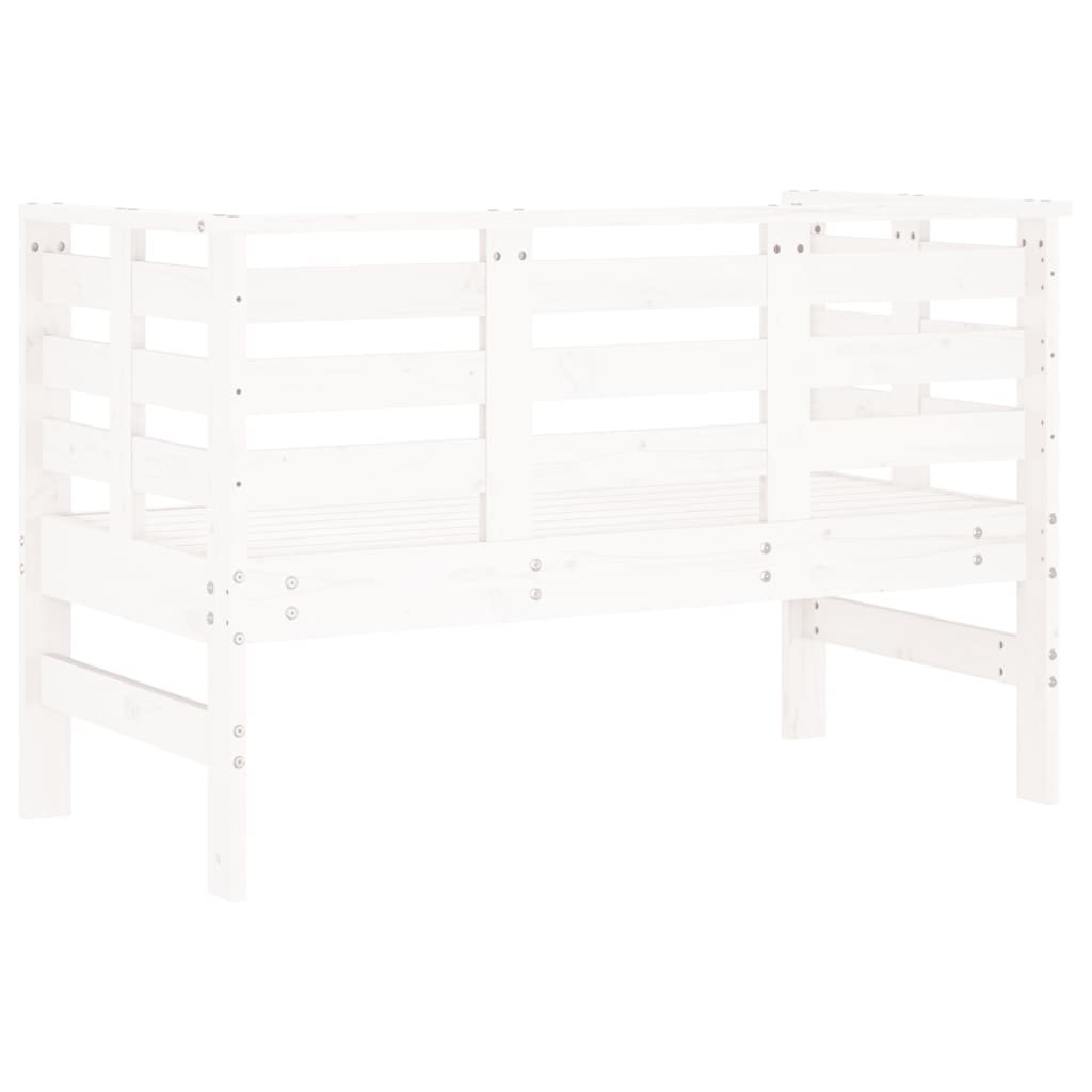 Solid Wood Pine Garden Bench in White - 111.5x53x71 cm