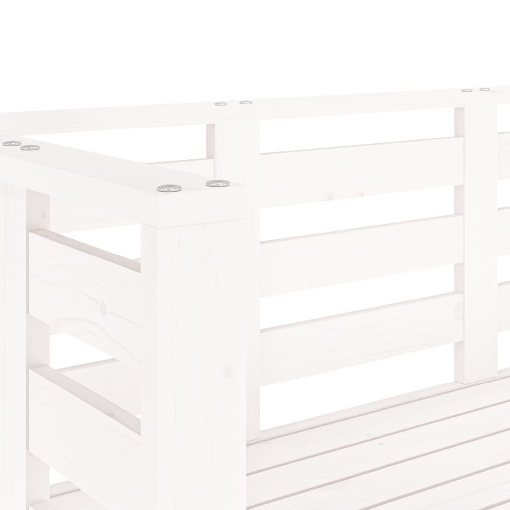 Solid Wood Pine Garden Bench in White - 111.5x53x71 cm