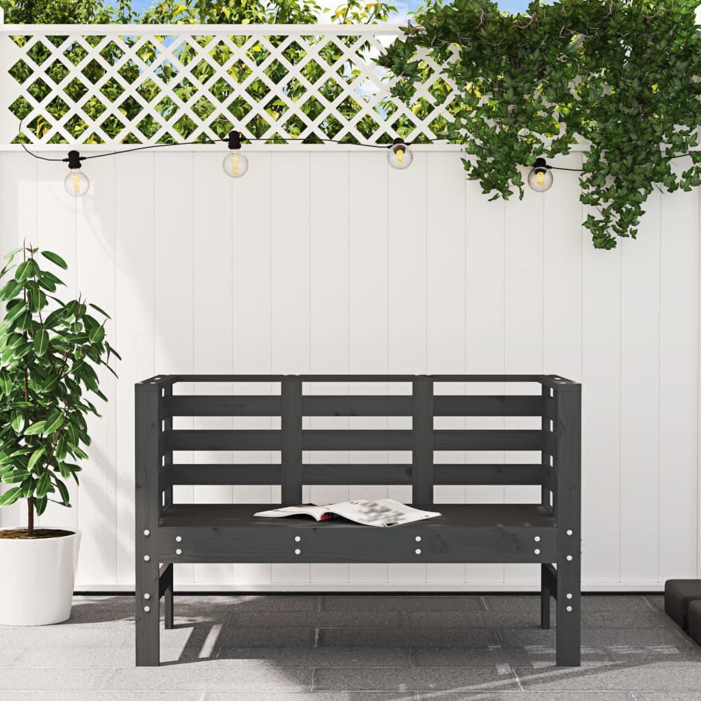 Solid Wood Pine Garden Bench - Grey, 111.5x53x71 cm