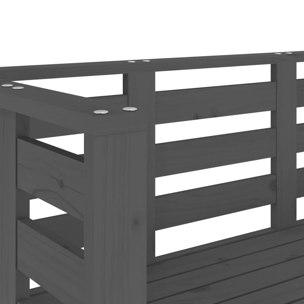 Solid Wood Pine Garden Bench - Grey, 111.5x53x71 cm