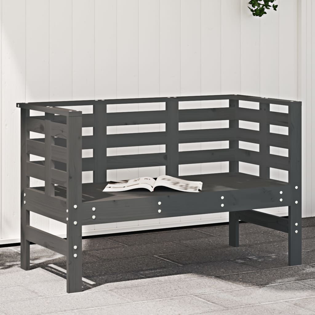Solid Wood Pine Garden Bench - Grey, 111.5x53x71 cm