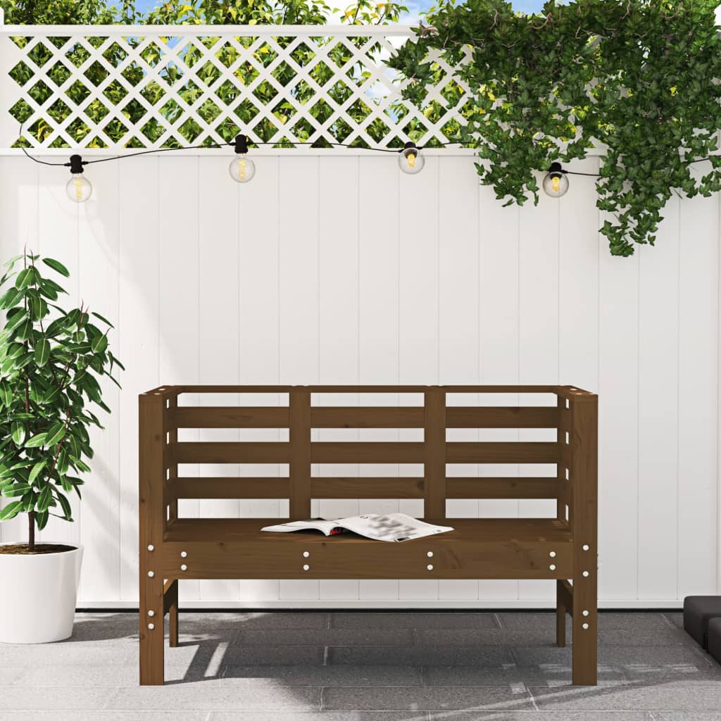 Solid Pine Garden Bench in Honey Brown, 111.5x53x71 cm