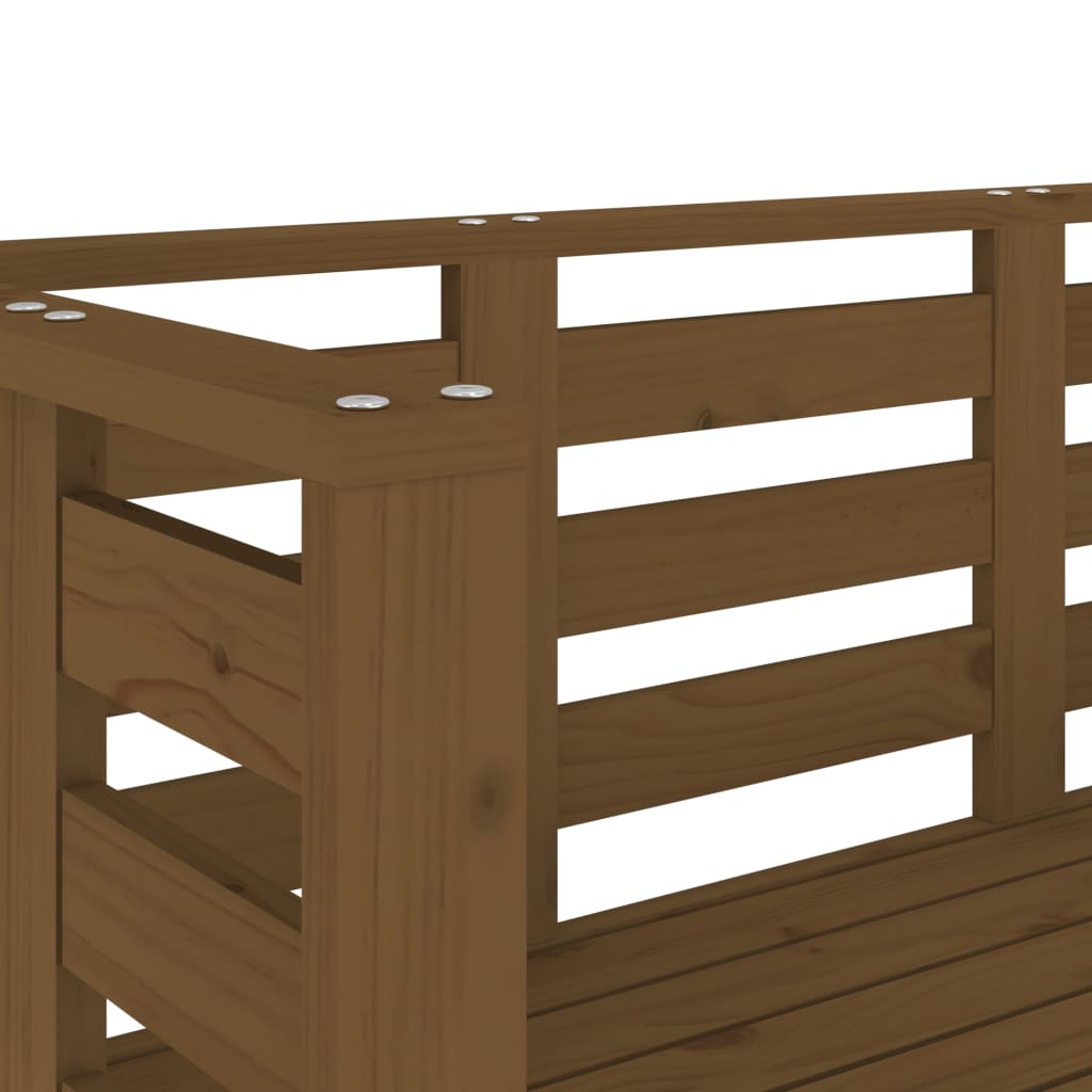 Solid Pine Garden Bench in Honey Brown, 111.5x53x71 cm