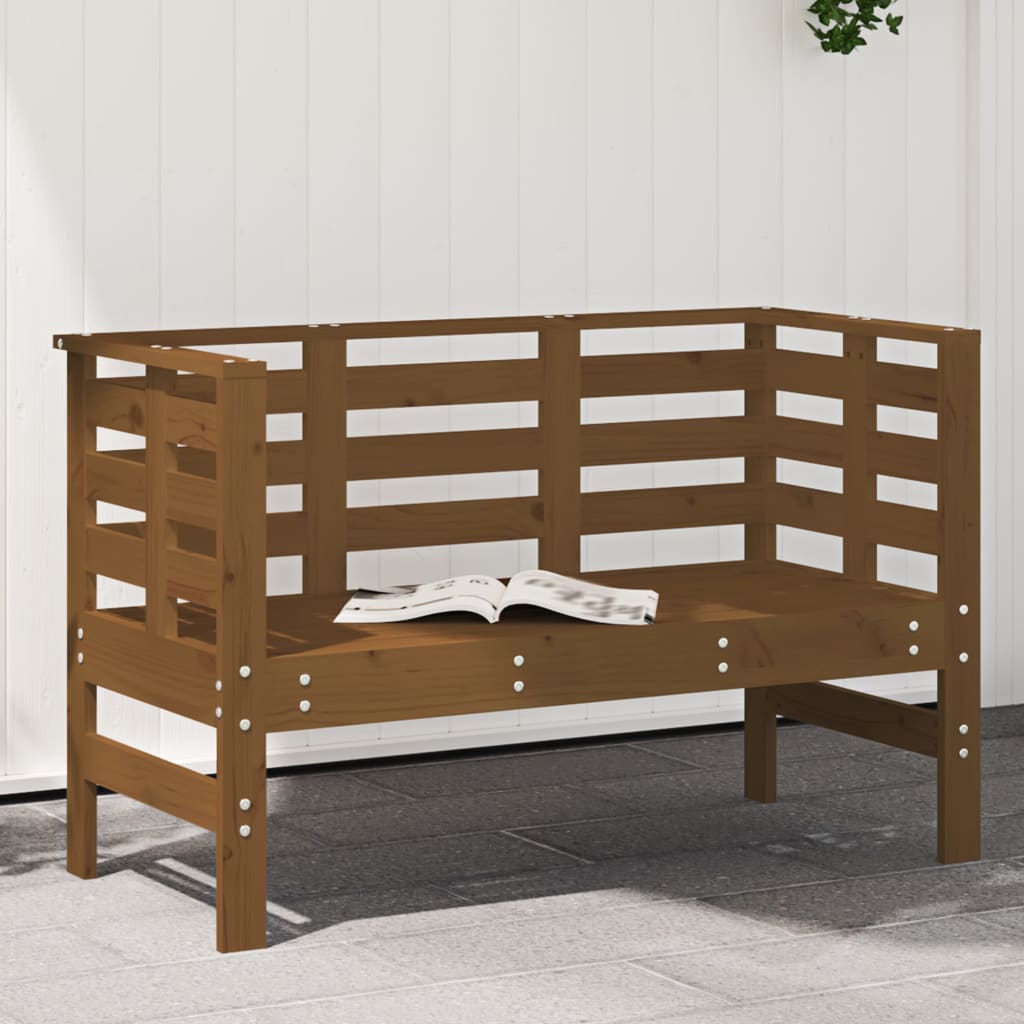Solid Pine Garden Bench in Honey Brown, 111.5x53x71 cm