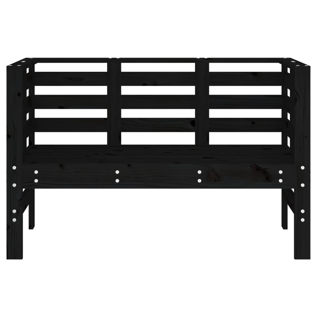 Elegant Black Solid Pine Garden Bench - 111.5x53x71 cm