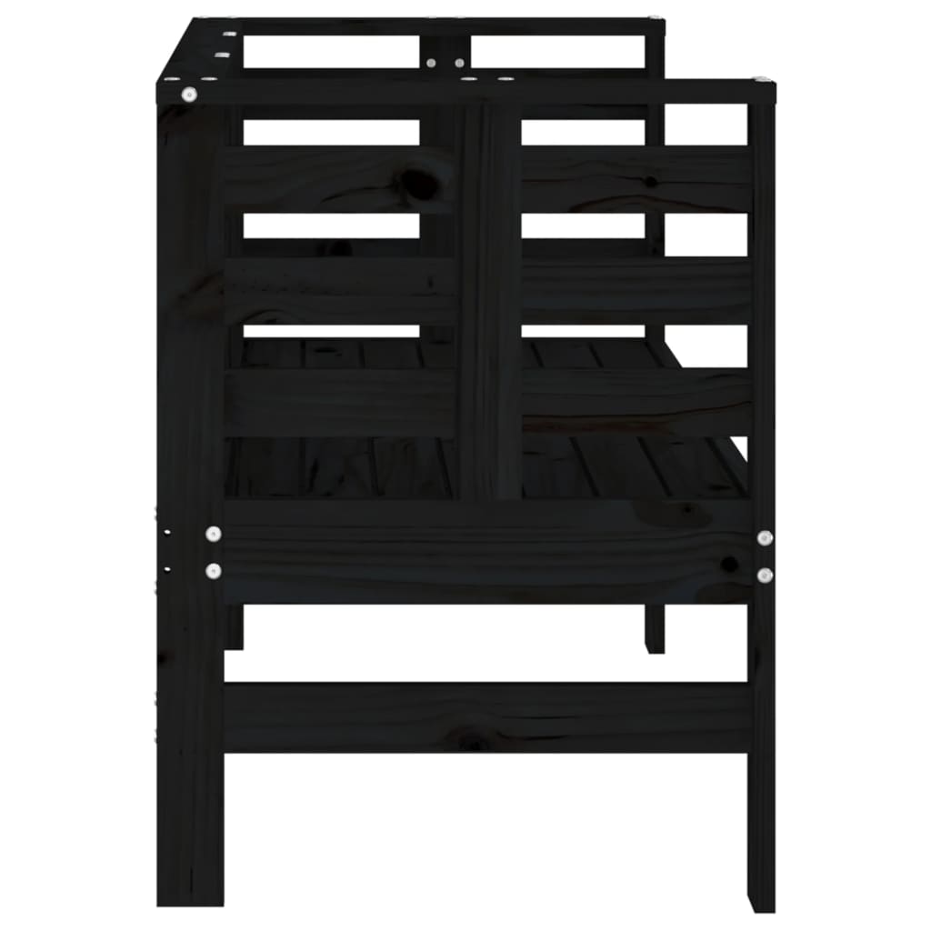 Elegant Black Solid Pine Garden Bench - 111.5x53x71 cm