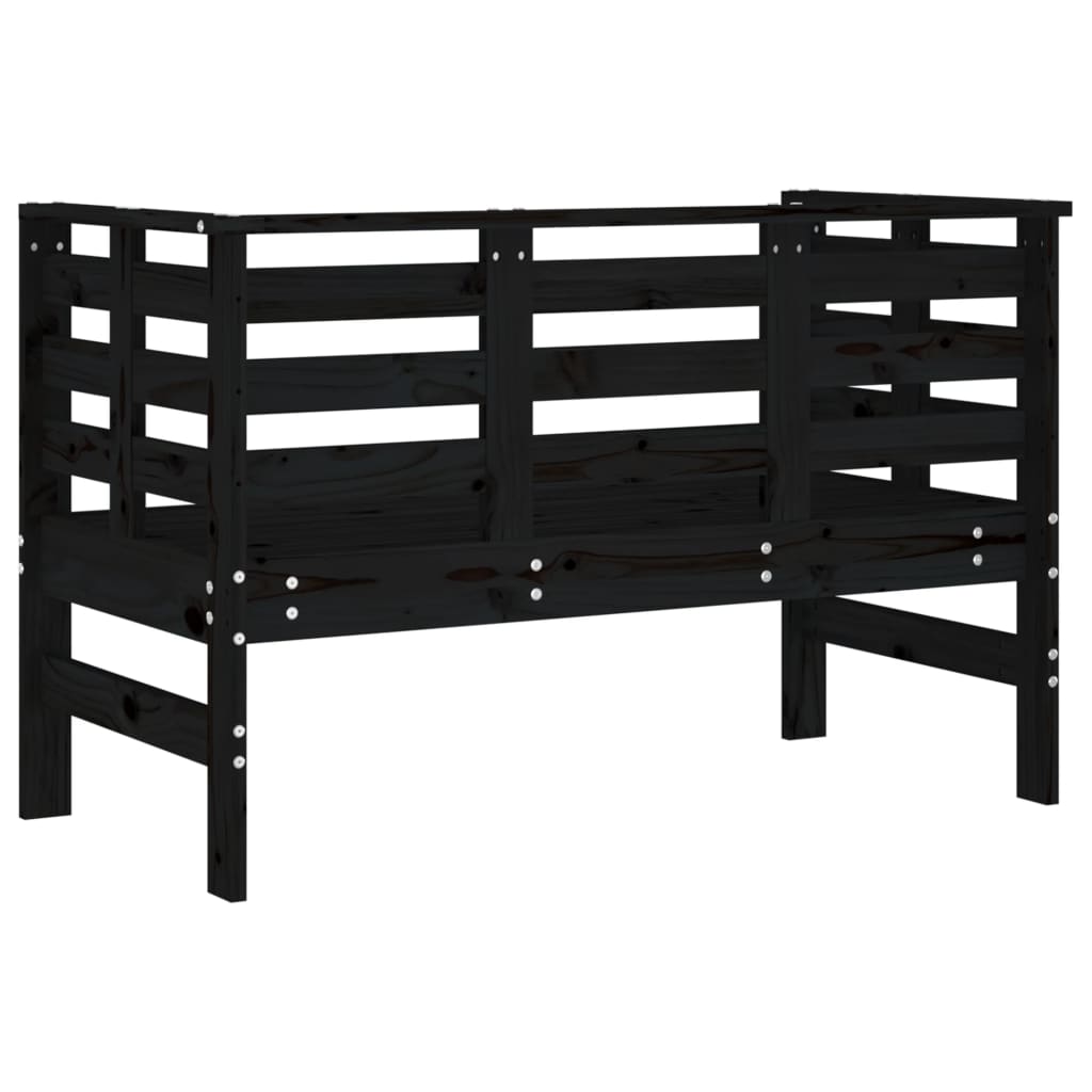 Elegant Black Solid Pine Garden Bench - 111.5x53x71 cm