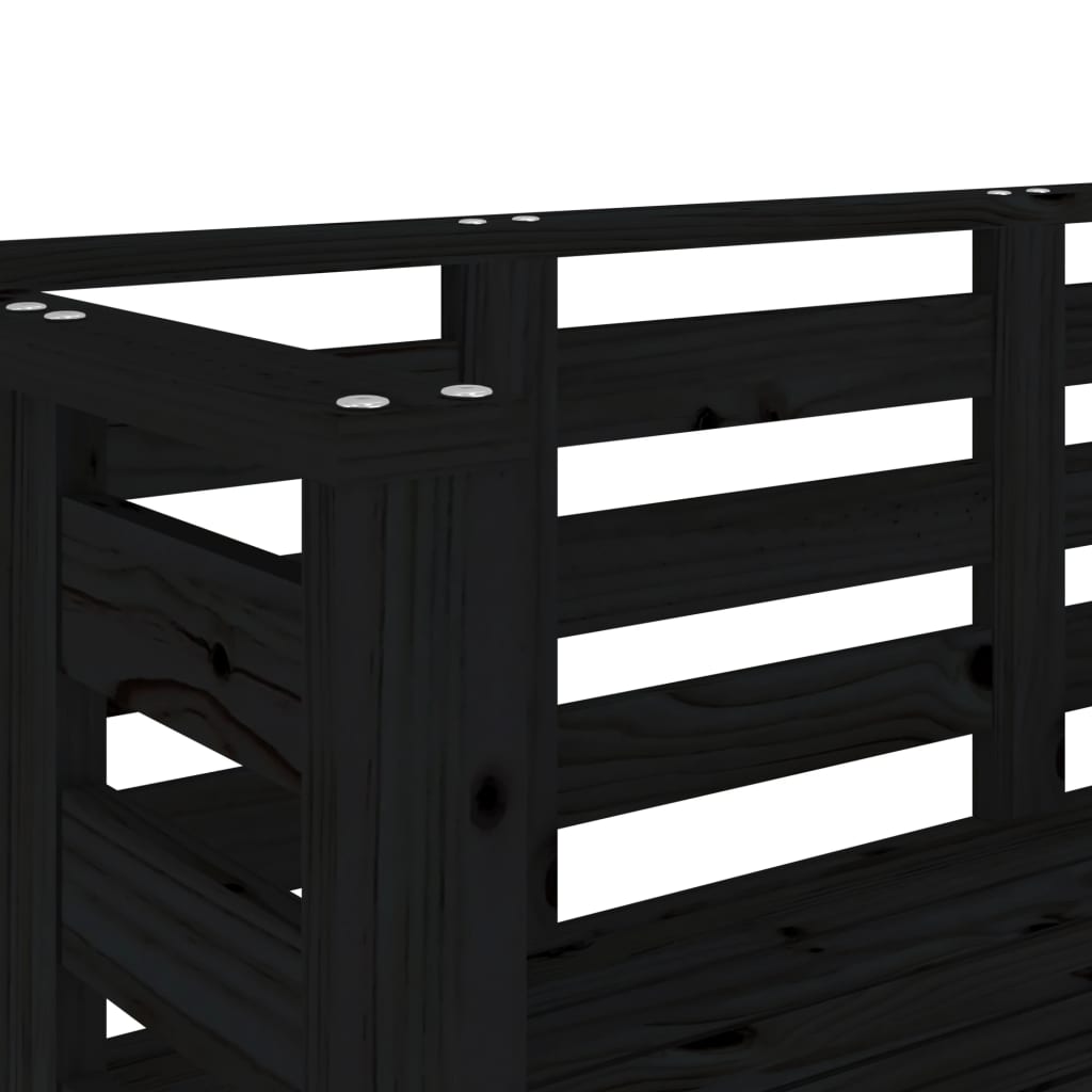 Elegant Black Solid Pine Garden Bench - 111.5x53x71 cm