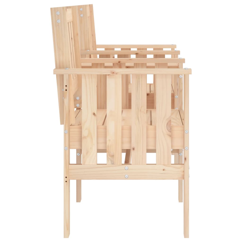 Solid Pine 2-Seater Garden Bench with Table - Natural Wood Finish
