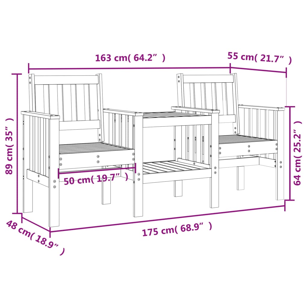 2-Seater Douglas Wood Garden Bench & Table - Solid & Stylish