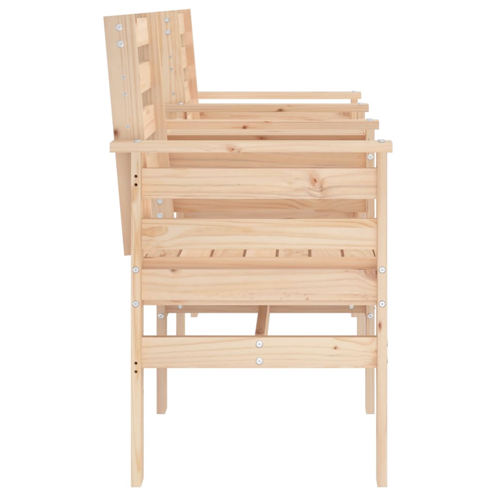 2-Seater Solid Pine Garden Bench with Table - Natural Wood Finish