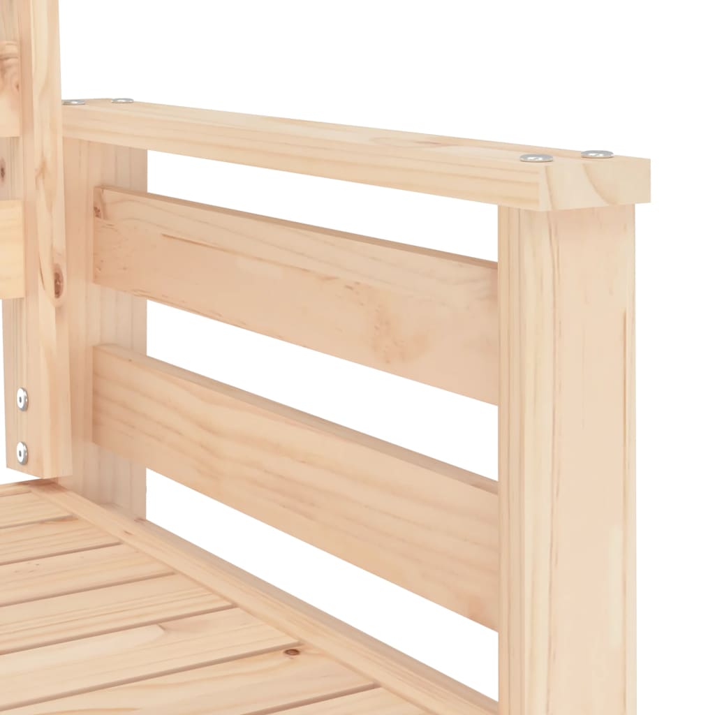 2-Seater Solid Pine Garden Bench with Table - Natural Wood Finish