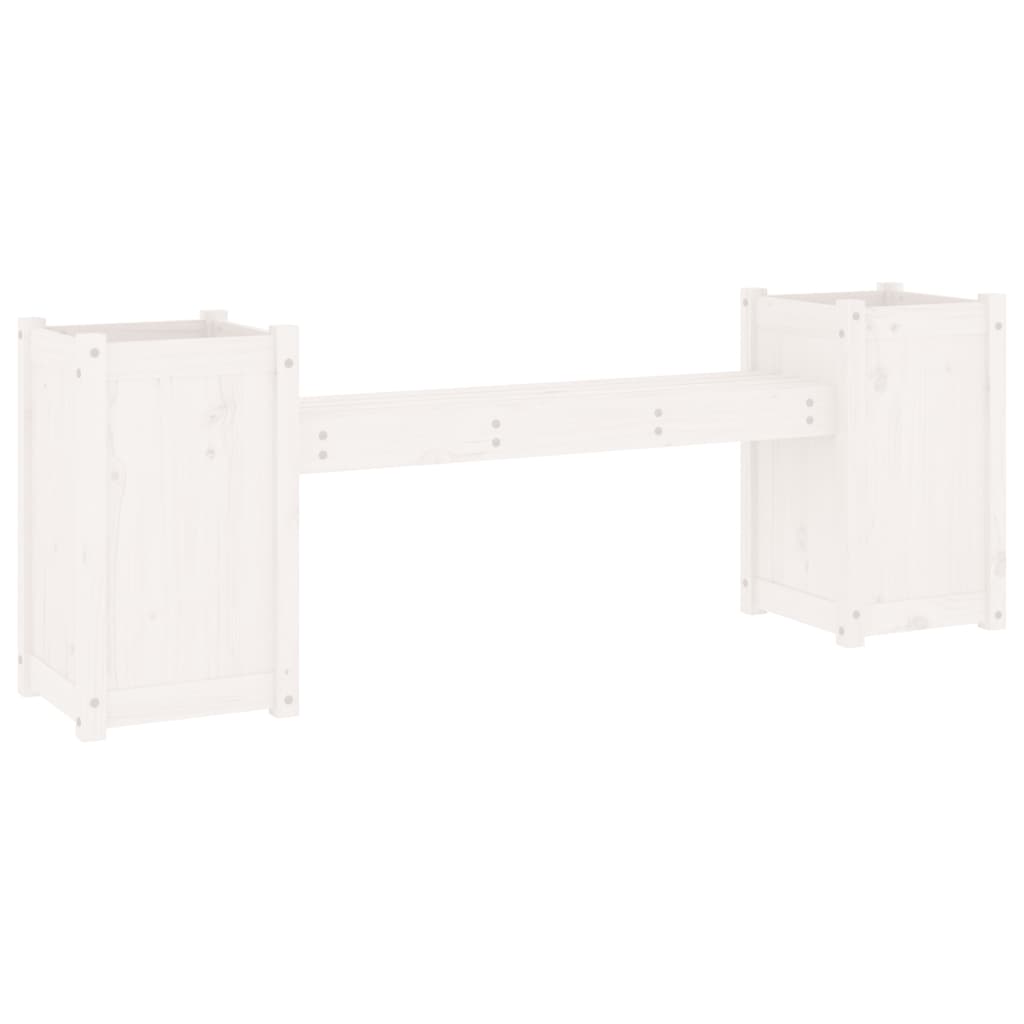 Solid Pine White Planter Bench - 180x36x63 cm Garden Furniture