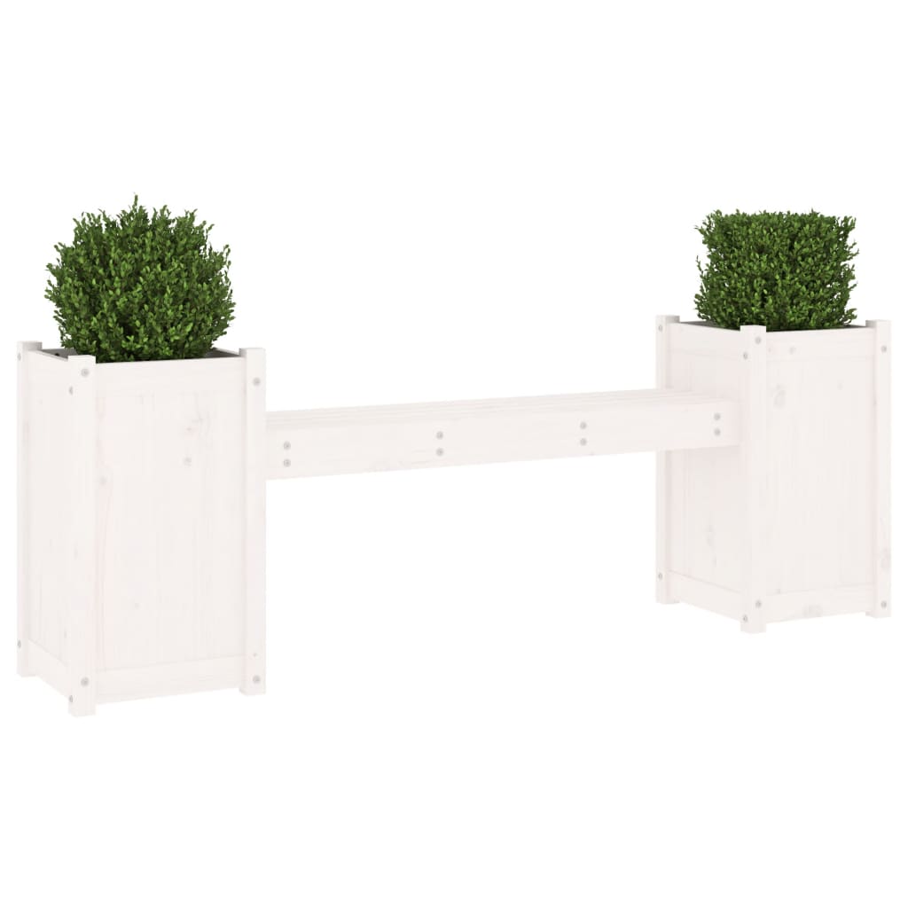 Solid Pine White Planter Bench - 180x36x63 cm Garden Furniture