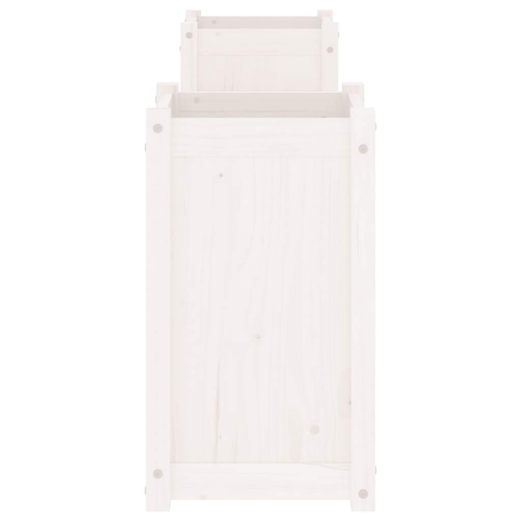 Solid Pine White Planter Bench - 180x36x63 cm Garden Furniture